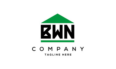 BWN three letters house for real estate logo design