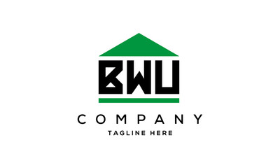 BWU three letters house for real estate logo design