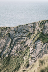 Detail of Jurassic Coast made of Limestone in Dorset, UK