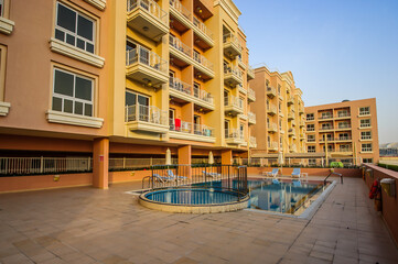 Aerial view of Jumeirah Village Circle, a radial community in Dubai