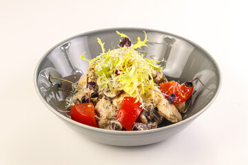 Chicken fricassee with sliced mushroom