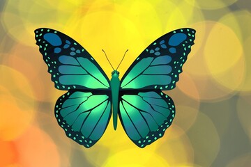 Beautiful colored blue butterfly on a color background