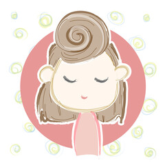 Hand drawn doodle Cute girl with pastel colors