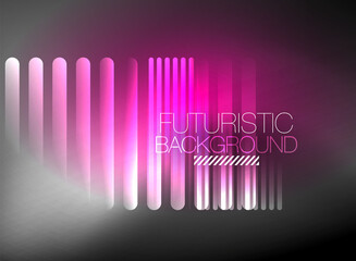 Bright neon color techno abstract background, shiny glowing neon lines in the dark background