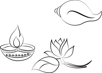 lotus flower illustration in line art