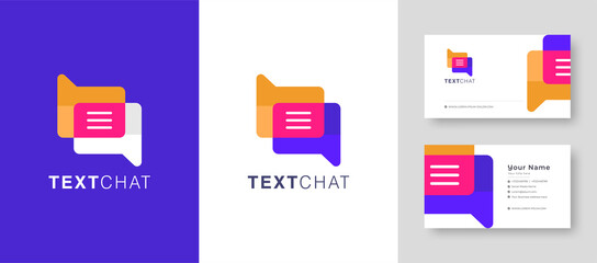 Clean Colorful Video Call Logo, Chat Text Message logo, Chat online symbol, Mobile app Chat Messaging business concept with Premium Business Card Vector illustration