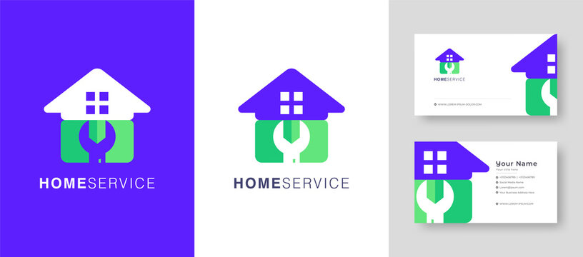 Real estate home Logo, Fix house or village Vector Logo Design suitable for architecture, handyman, bricolage, repairman company with Premium Business Card Vector illustration