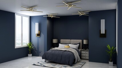 minimalist bedroom 3d render design interior