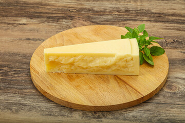 Hard parmesan cheese served basil