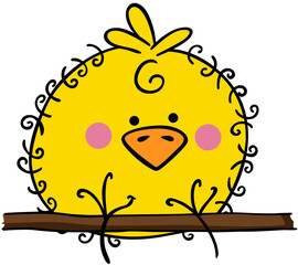 Little yellow bird on a branch of tree