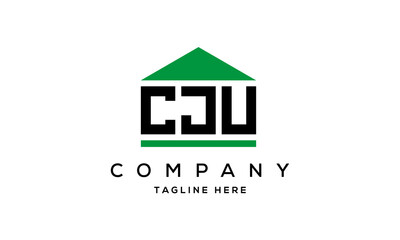 CJU three letter house for real estate logo design