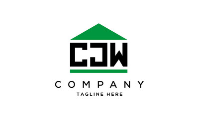 CJW three letter house for real estate logo design