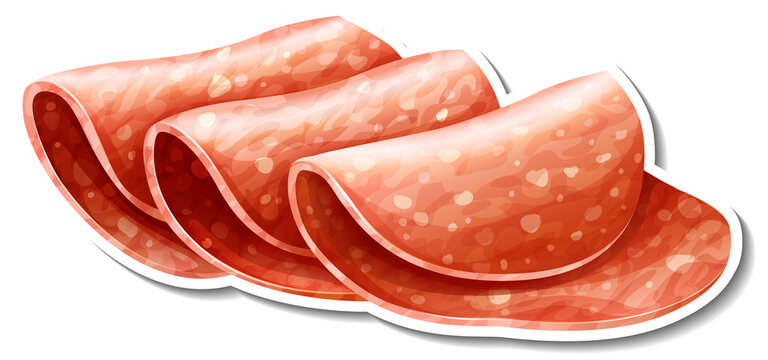 sliced salami, red, stacked, sticker style clip art preview