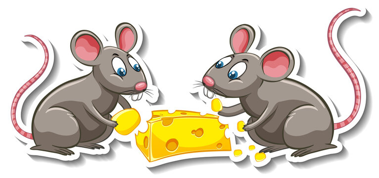 A sticker template of rat cartoon character