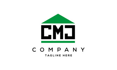 CMJ three letter house for real estate logo design vector