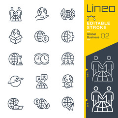 Lineo Editable Stroke - Global Business line icons