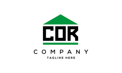 COR three letter house for real estate logo design vector