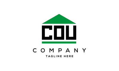 COU three letter house for real estate logo design vector