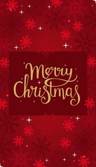 Christmas and New Year. Modern universal art templates. Christmas corporate greeting cards and invitations. Golden lettering on a red background with snowflakes.