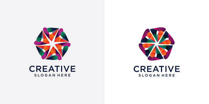 togetherness and community concept design, creative hub, social connection icon, template and logo set. digital community logo design