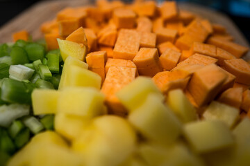 vegetables cut into cubes