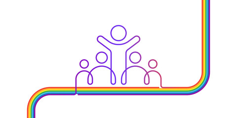 Inclusion and diversity culture equity icon. Group of persons with gender equality. Inclusion infographic with LGBT pride flag. Disability rights, social equity and gender equality. LGBT vector