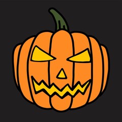 Simplicity halloween pumpkin freehand drawing flat design.