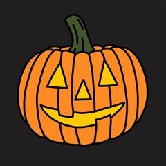Simplicity halloween pumpkin freehand drawing flat design.
