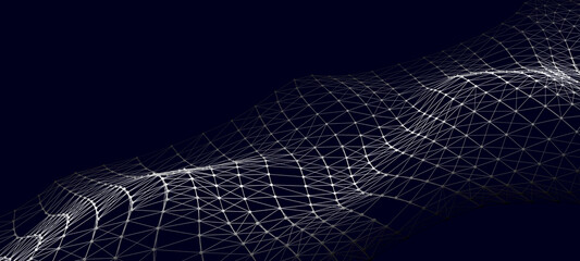 Technological wave of data transmission. Digital background. 3D vector illustration. - obrazy, fototapety, plakaty