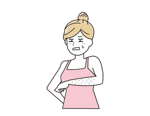 Vector illustration of a woman doing hair loss.