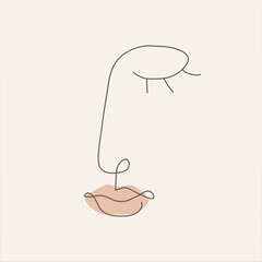 Minimalistic linear illustration of a girl's face