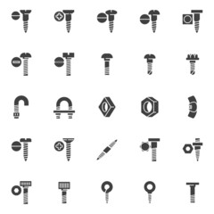 Fototapeta premium Types of screws vector icons set
