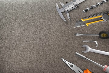 Fototapeta premium Working tools on a desk. Father's day celebration concept.
