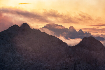 Fototapeta na wymiar Rocky mountains at sunrise