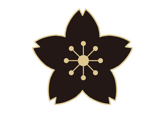 黒と金の和風モチーフ　桜の花　アイコン素材