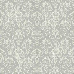 Silver floral ornament brocade textile pattern