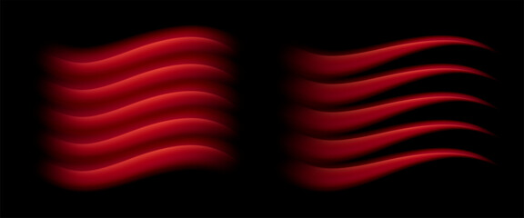 Warm or hot air flow. Red light effect. Warming wavy rays