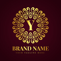 Gold color luxury letter y brand logo design template