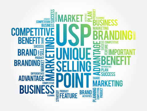 USP - Unique Selling Point word cloud, business concept background
