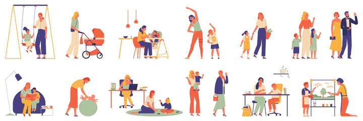 Babysitter Color Icon Set