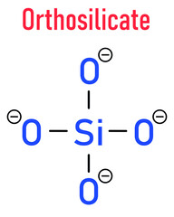 Orthosilicate (silicon tetroxide, silicate) anion, chemical structure. Skeletal formula.