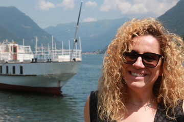 woman portrait in como lake italy