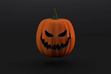 Scary face of halloween pumpkin 3D render