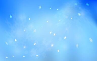 Fototapeta na wymiar Light BLUE vector pattern with christmas snowflakes.