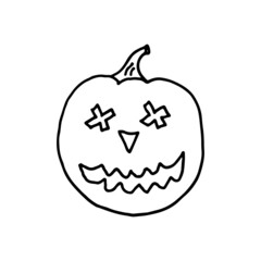 Pumpkin with face on white background. Halloween. Hand drawn illustration. Doodle style.Безымянный-2