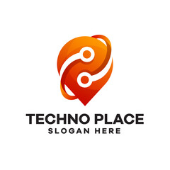 Techno Place Gradient Logo Design