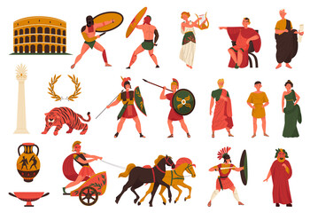 Ancient Roman Culture Set - obrazy, fototapety, plakaty