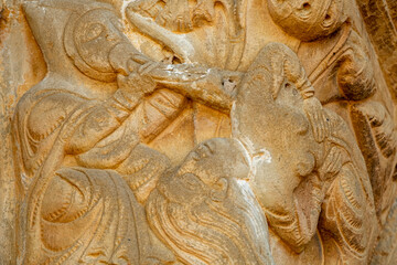 contorted dancer, Church of Santiago de Agüero, Agüero, Huesca, Spain