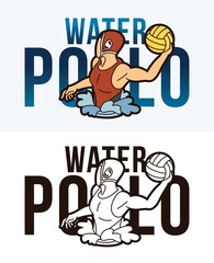 Fototapeta na wymiar Water Polo Text With Sport Players Graphic Vector