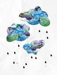 Air pollution. Contemporary art collage, modern creative design. Idea, inspiration, saving environment, environmental care, warming of the Earth's climate.